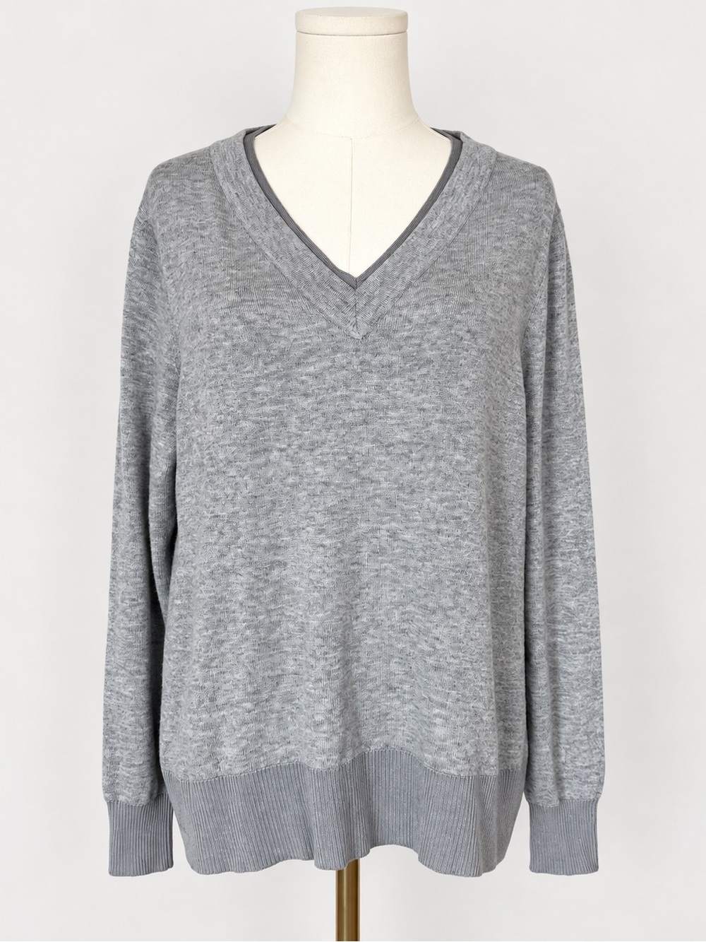 Soft Surroundings XL Gray Wool Alpaca Blend V-Neck Sweater Tunic